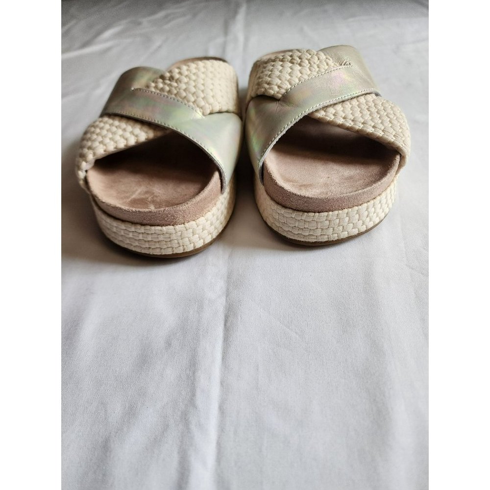 TOMS Women's Paloma Leather & Rope Crossover‎ Flat Sandals Slides Silver Size W9 - Picture 16 of 16